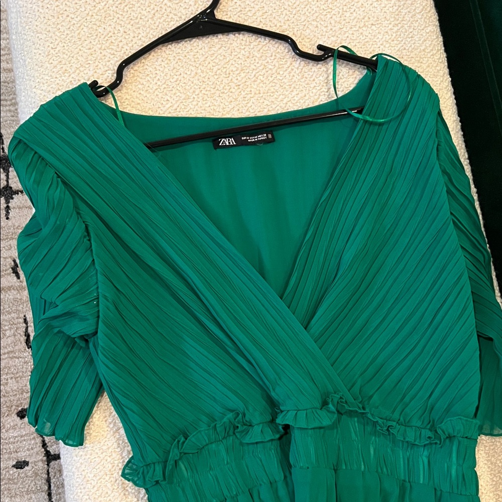 Zara Emerald Green pleated Dress